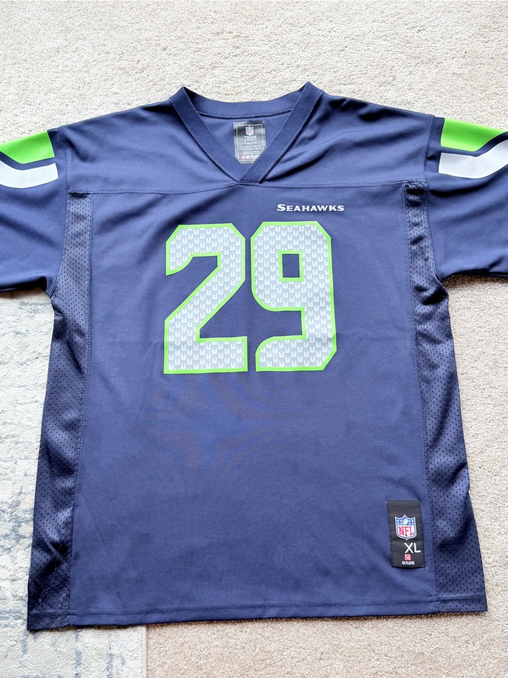 Seattle Seahawks Kids Navy #29 Football Jersey - Youth Fan Top